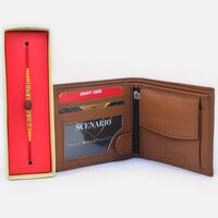 Magnificent Rudraksha Beads Rakhi with Stunning Wallet for Men
