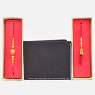 Magnificent Beads Bhaiya Bhabhi Rakhi with Leather Wallet for Men