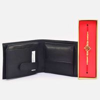 Eye Catching Ganesha Rakhi with Casual Leather Wallet for Men