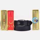 Gorgeous Bhaiya Bhabhi and Minion Kids Rakhi with Pure Black Mens Stylish Belt