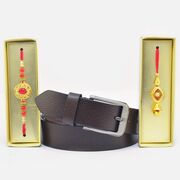 Awesome Multicolor Beads Bhaiya Bhabhi Rakhi with Formal Leather Belt