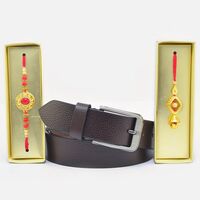 Awesome Multicolor Beads Bhaiya Bhabhi Rakhi with Formal Leather Belt