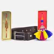 Superb Chhota Bhai and Eye Catching Lumba Rakhi with Formal Leather Belt