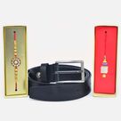 Amazing Floral Design Bhaiya Bhabhi Rakhi with Casual Leather Belt