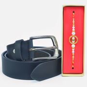 Superb Silver Beads Rakhi with Formal Leather Belt for Men