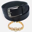 Rich Look Heart Design Rakhi with Pure Black Leather Belt