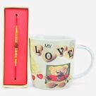 Gorgeous Rudraksha Beads Rakhi with My Love Teddy Printed Coffee Mug