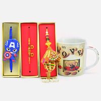 Rich Look Bhaiya Bhabhi and Kids Rakhi with My Love Teddy Printed Ceramic Coffee Mug