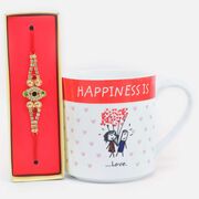 Amazing Multicolor Diamond Jewel Rakhi with Ceramic Coffee Mug