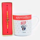 Gorgeous Peacock Design Rakhi with Happiness is Love Printed Ceramic Coffee Mug