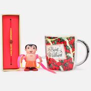Splendid Rudraksha Beads with Kids Rakhi along with Best Wishes Ceramic Coffee Mug