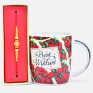 Amazing Sandalwood Beads Rakhi with Best Wishes Printed Ceramic Coffee Mug
