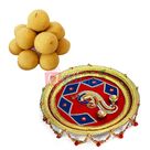 Beautiful Designer Rakhi Thali with Besan Laddu