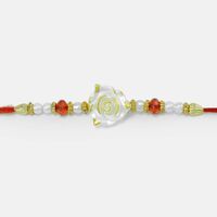 White Rose with Golden Layers Mauli Rakhi