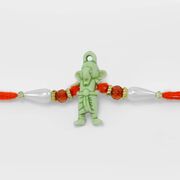 Lord Ganesha Mauli Rakhi with White Pearl and Red Beads