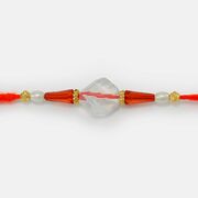 Central Diamond Glass Mauli Rakhi In Red Thread