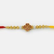 Four Embossed Om Heart Shape Rakhi 