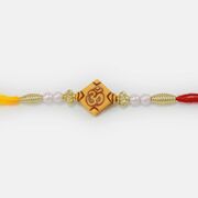 Square Shape Om Rakhi with Pearl