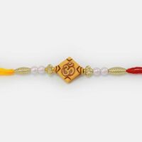 Square Shape Om Rakhi with Pearl