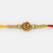 Sandalwood Type Brown Linear Floral Shape Mauli Rakhi