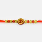 Round Shape Golden Base Red Om mauli Rakhi