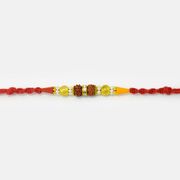 Two Rudraksh with Diamond and Pearl Mauli Rakhi