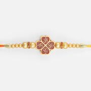 Om Written Flower Shape Beads Mauli Rakhi
