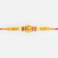 Attractive Looking Liner Pearl and Bead Mauli Rakhi for Brother