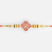 Shri Written on Red Base Sacred Mauli Rakhi with Colored Jewels