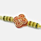 Shri Written on Red Base Sacred Mauli Rakhi with Colored Jewels