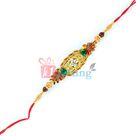 Floral Designer Kundan Work Designer Mouli Rakhi with Diamond n Beads