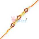Mangalam Rakhi - Golden and Glass Beads Diamond Mangalam Mauli Rakhi