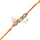 Golden Diamond Batik Sandalwood Beads Mauli Rakhi for Brother