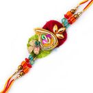 Heritage art of kundan work of Jaipur with crystal marquise Rakhi
