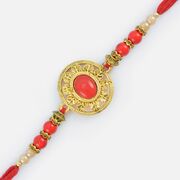 Glorious Red Stones Diamond pearl Rakhi
