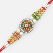 Pearl and Colorful Beads Floral Designer Diamond Rakhi