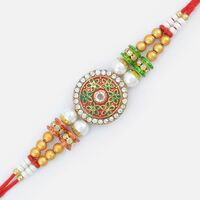 Pearl and Colorful Beads Floral Designer Diamond Rakhi