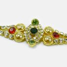 Jewel Studded Unique Design Golden Color Pearl Rakhi for Brother