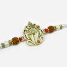 Fancy Ganesha and Rudraksha Auspicious Elegant Looking Pearl Rakhi