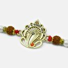 Fancy Ganesha and Rudraksha Auspicious Elegant Looking Pearl Rakhi