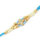 Simply Elegant Diamond Golden Pearl Rakhi