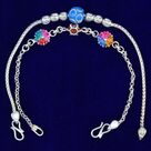 Beaded Designer Colorful Pure Silver Rakhi Amazing Set of 2 Brother Rakhis
