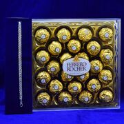 24 Pc Ferrero Rocher Chocolate with Simple Amazing Chain Silver Rakhi 