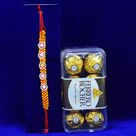 Mauli Dori Pure Silver Brother Rakhi with 16 Pc Ferrero Rocher Chocolate