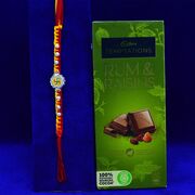 Swastika Auspicious Brother Rakhi with Rum and Raisins Chocolates