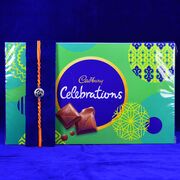 Divine Pure Silver Om God Brother Rakhi with Cadbury Celebration Chocolate