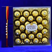 24 Pc Ferrero Rocher Chocolate with Marvelous Looking Pure Silver Rakhi
