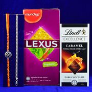 Om God and Simple Chain Pure Silver Rakhi with Two Delicious Branded Chocolate