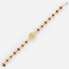 Floral Shape Golden Swastik with Rudraksh Bracelet Rakhi