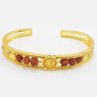 Beautiful Divine Om and Rudraksha Golden Color Amazing Design Bracelet for Brother